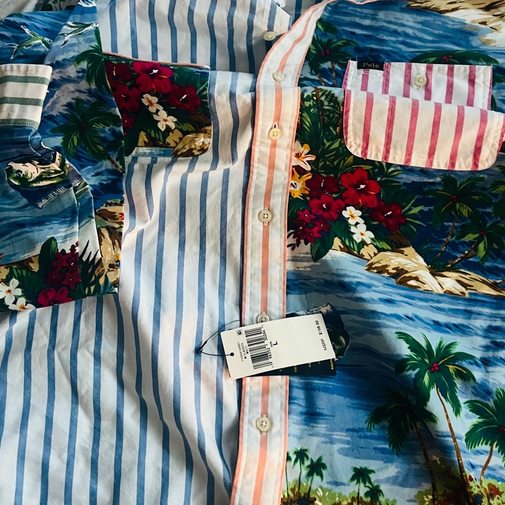 Tropical Blue Striped Men's Shirt